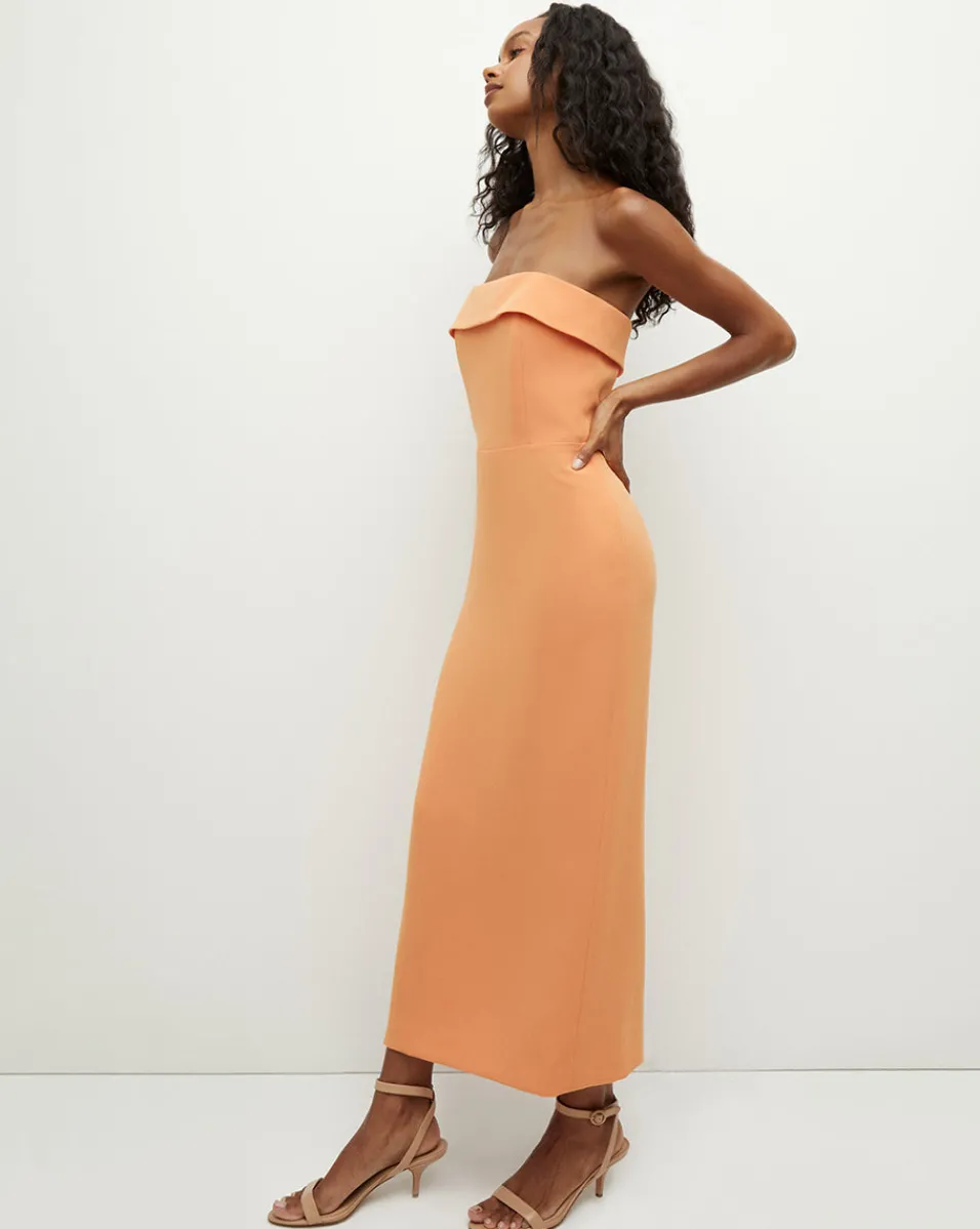 Clearance Veronica Beard Absol Crepe Strapless Dress in Orange