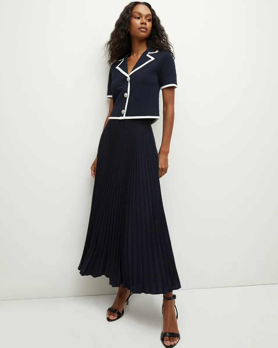 Best Sale Veronica Beard Addi Pleated Skirt in Navy