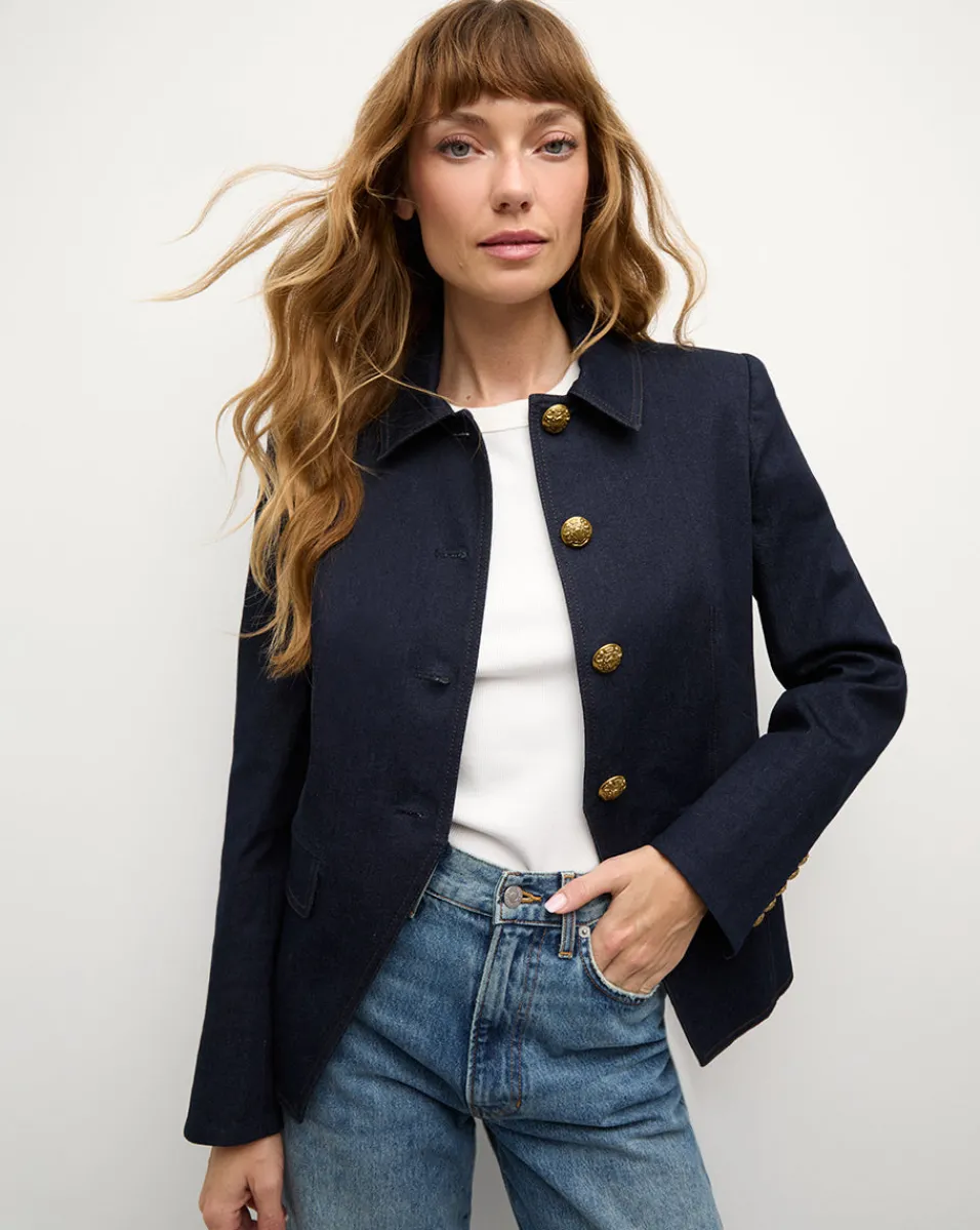 Best Veronica Beard Aire Denim Dickey Jacket in Dark Wash MidnightWash