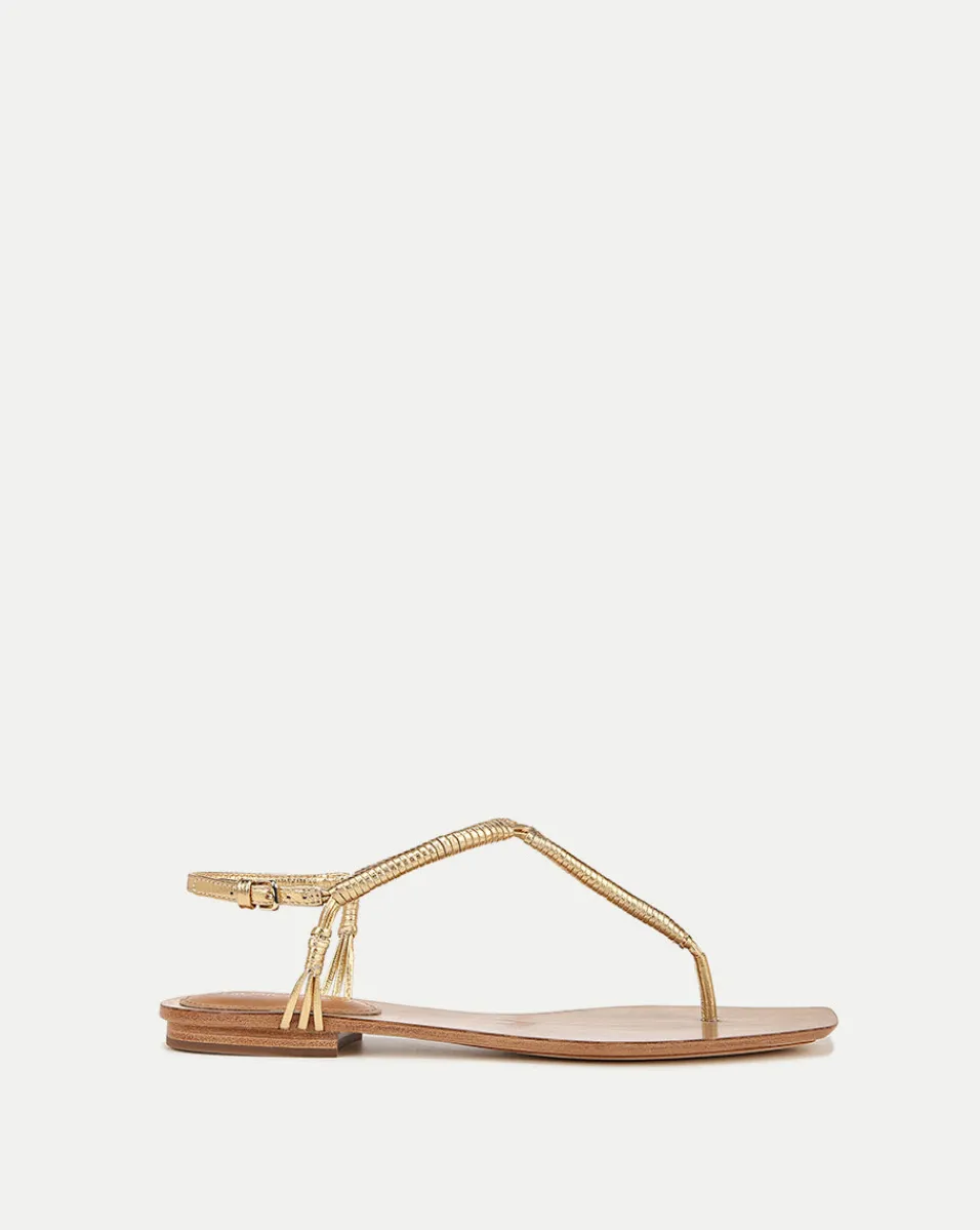 Clearance Veronica Beard Amelia Metallic T-Strap Sandal Gold