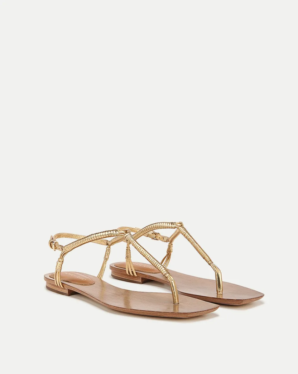 Clearance Veronica Beard Amelia Metallic T-Strap Sandal Gold