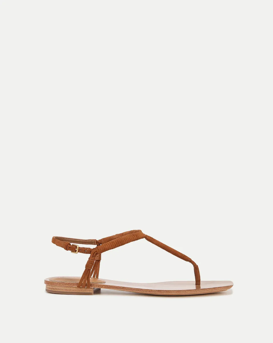 Outlet Veronica Beard Amelia T-Strap Suede Sandal Caramel