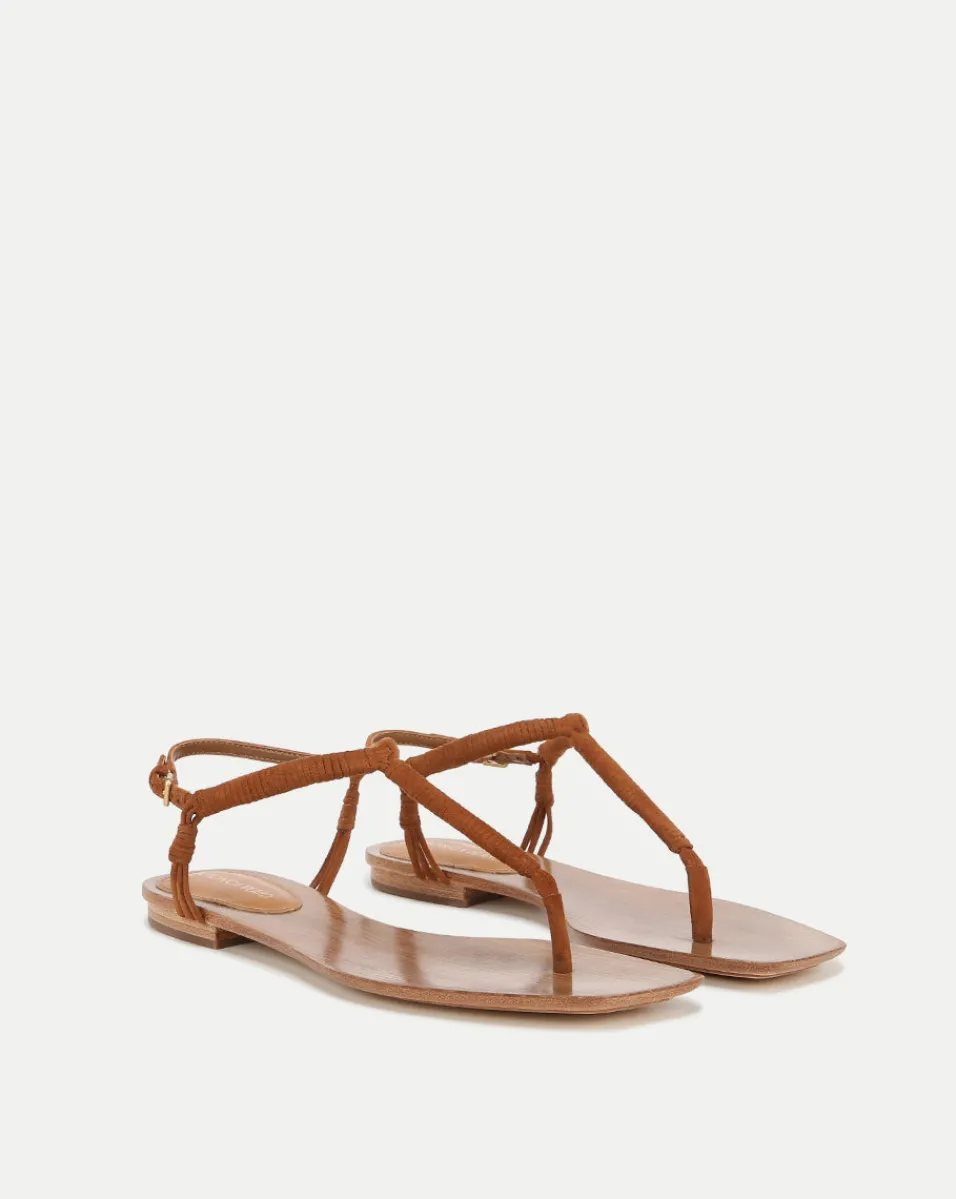 Outlet Veronica Beard Amelia T-Strap Suede Sandal Caramel