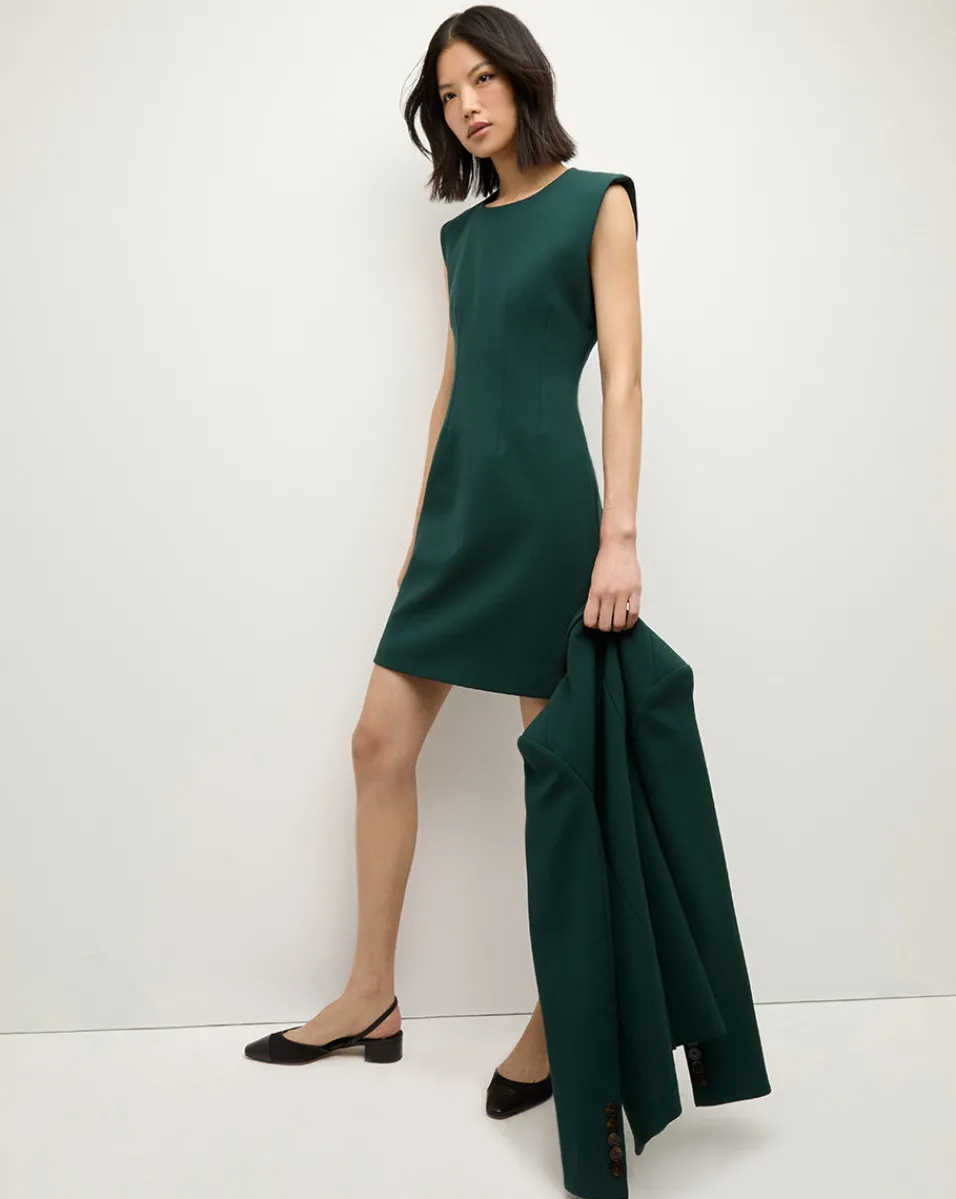 Cheap Veronica Beard Anais Sheath Dress in Emerald Green Pine