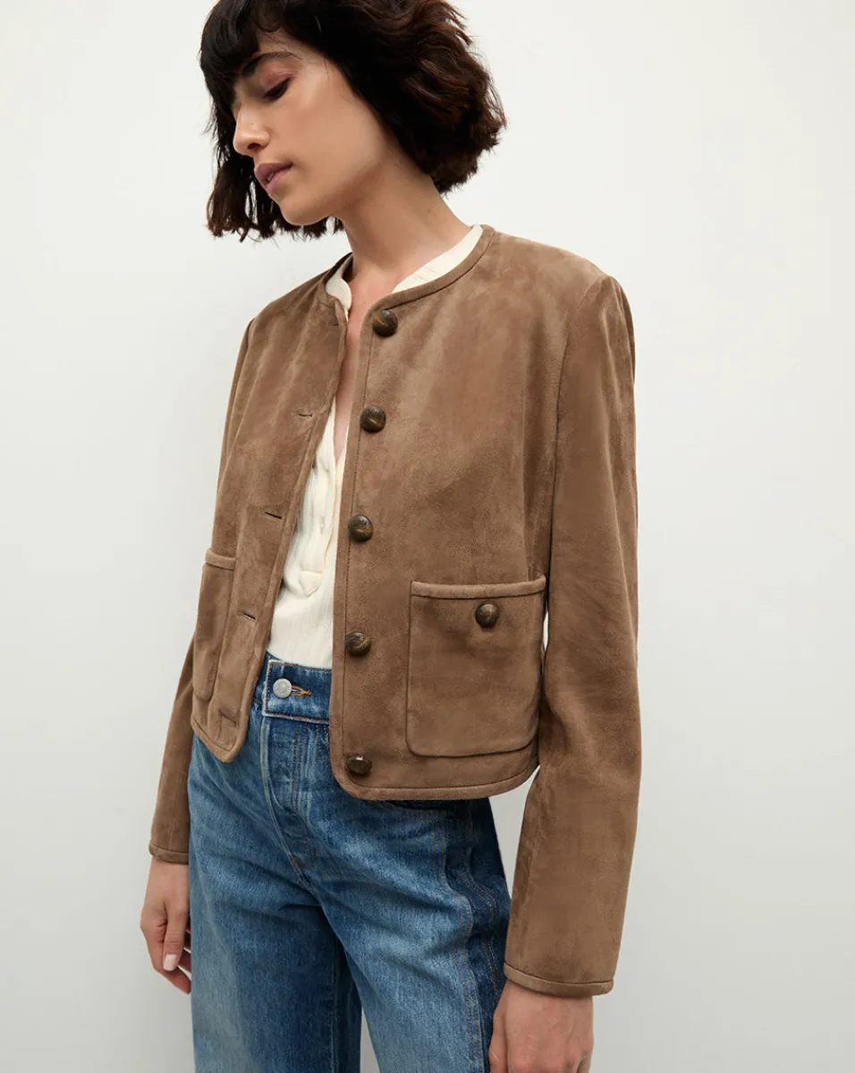 Cheap Veronica Beard Andrea Suede Jacket in Bark