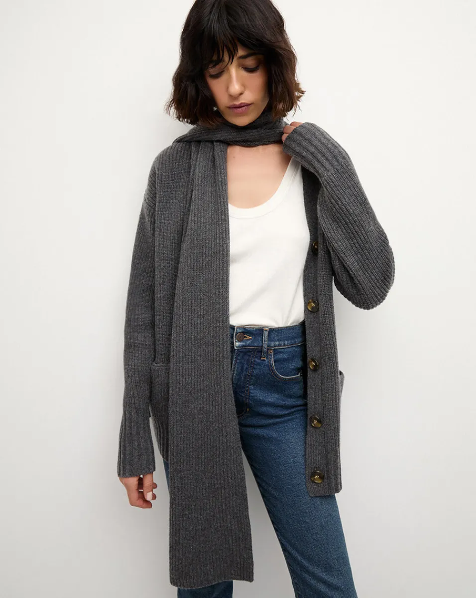 Outlet Veronica Beard Annalise Merino Cashmere Cardigan in Charcoal