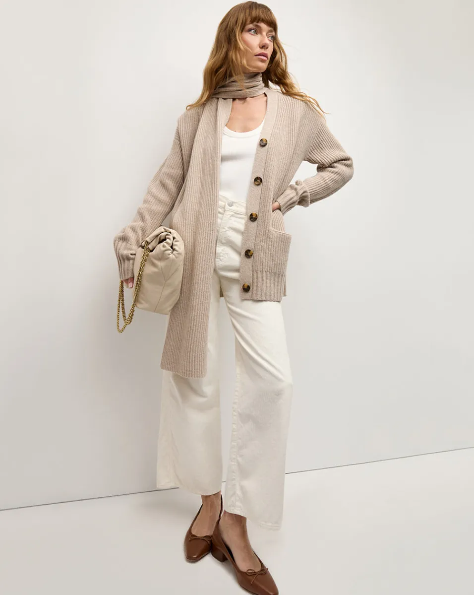 Best Sale Veronica Beard Annalise Merino Cashmere Cardigan in Oatmeal