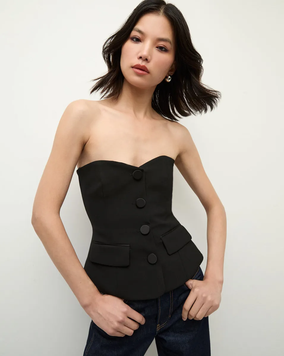 Sale Veronica Beard Arlette Strapless Peplum Bustier in Black