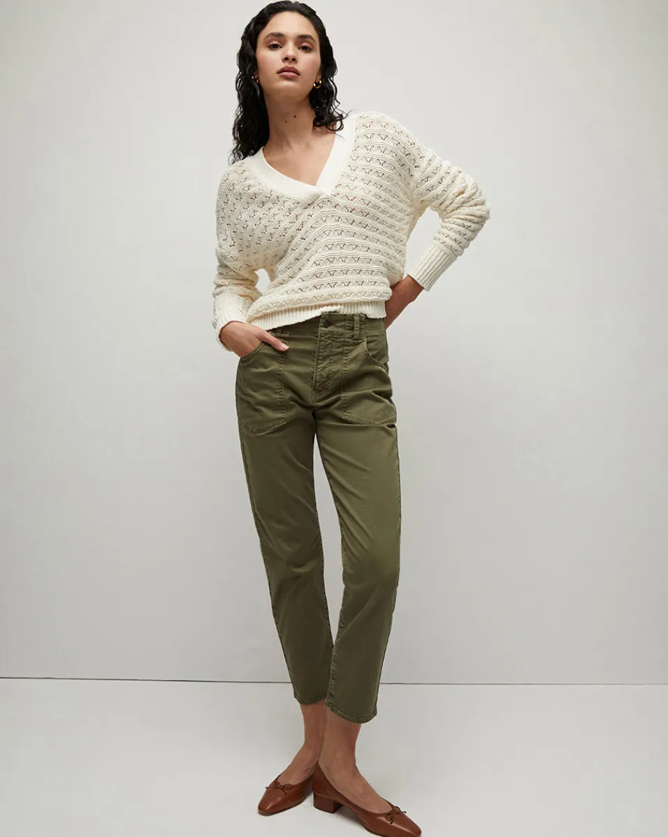 Clearance Veronica Beard Arya Straight-Leg Pant in Army