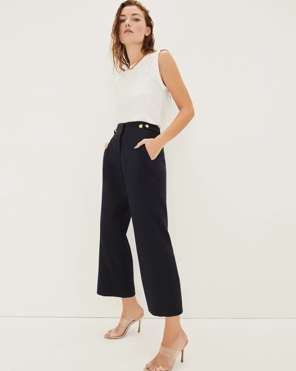 Shop Veronica Beard Aubrie Women's Linen Cropped Pant Navy