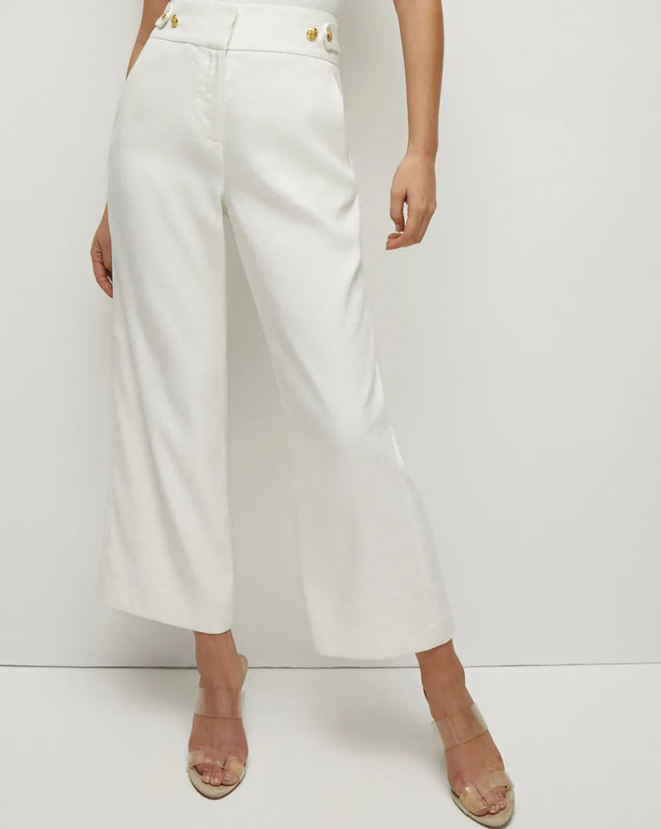 Shop Veronica Beard Aubrie Women's Linen Cropped Pant in Off-White