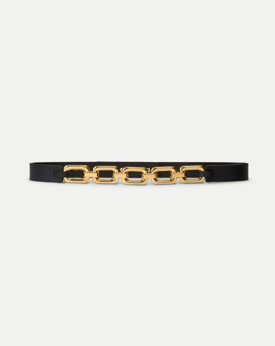 Best Sale Veronica Beard Beatrice Leather Belt in Black & Gold Black/Gold