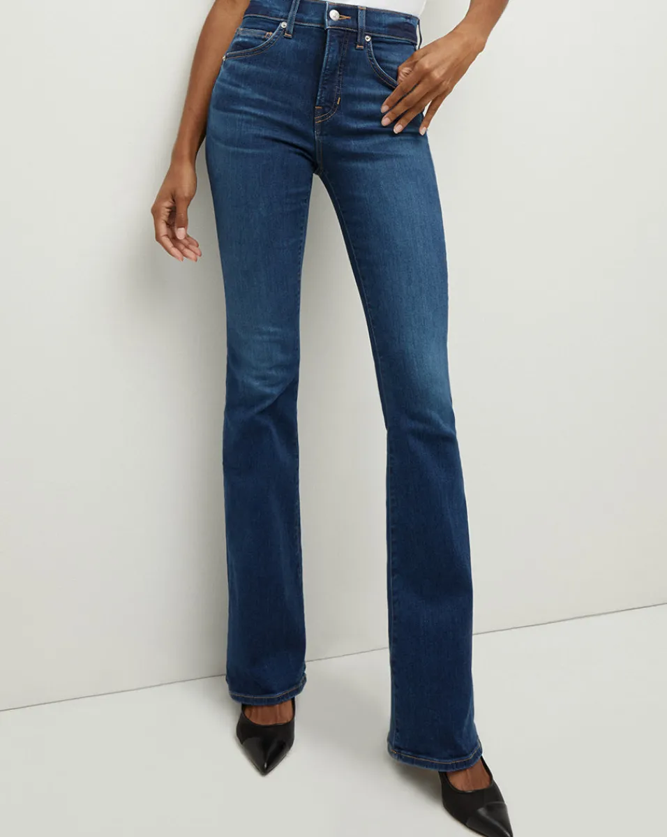 Fashion Veronica Beard Beverly High Rise Skinny Flared Jeans BrightBlue