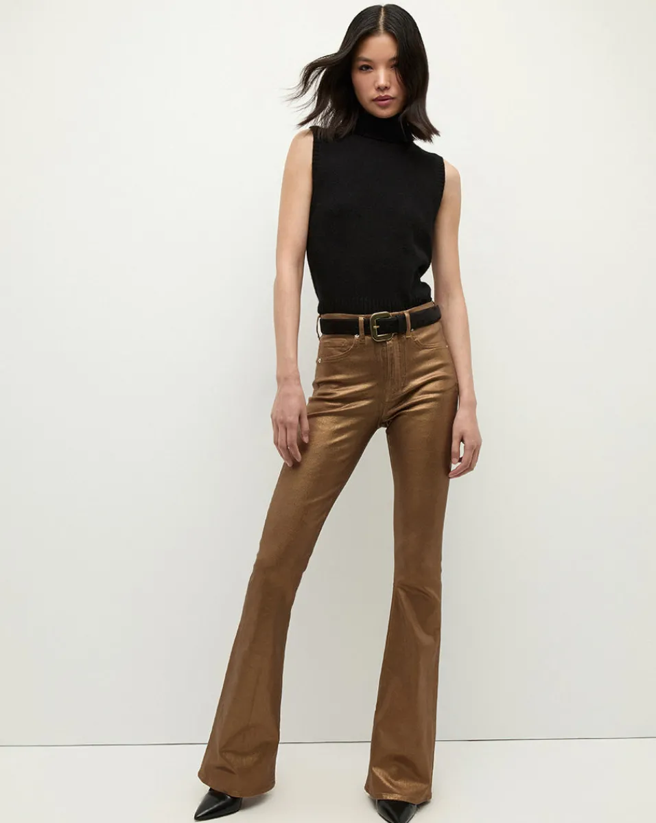 Fashion Veronica Beard Beverly Skinny Flare Jeans in Bronze AntiqueBrass