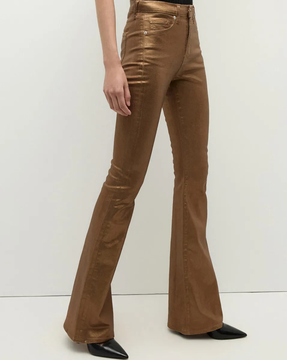 Fashion Veronica Beard Beverly Skinny Flare Jeans in Bronze AntiqueBrass