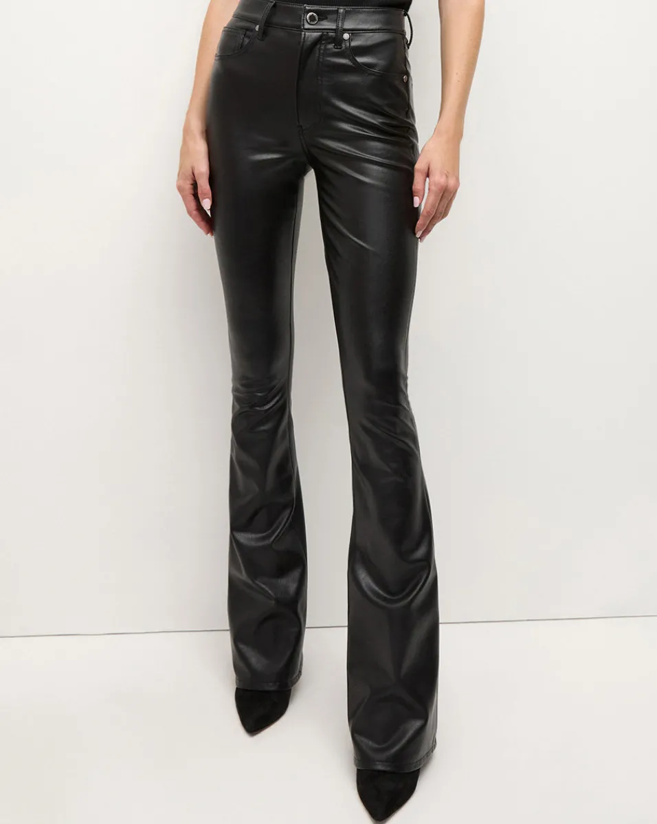 Shop Veronica Beard Beverly Vegan Leather Skinny-Flare Pant in Black