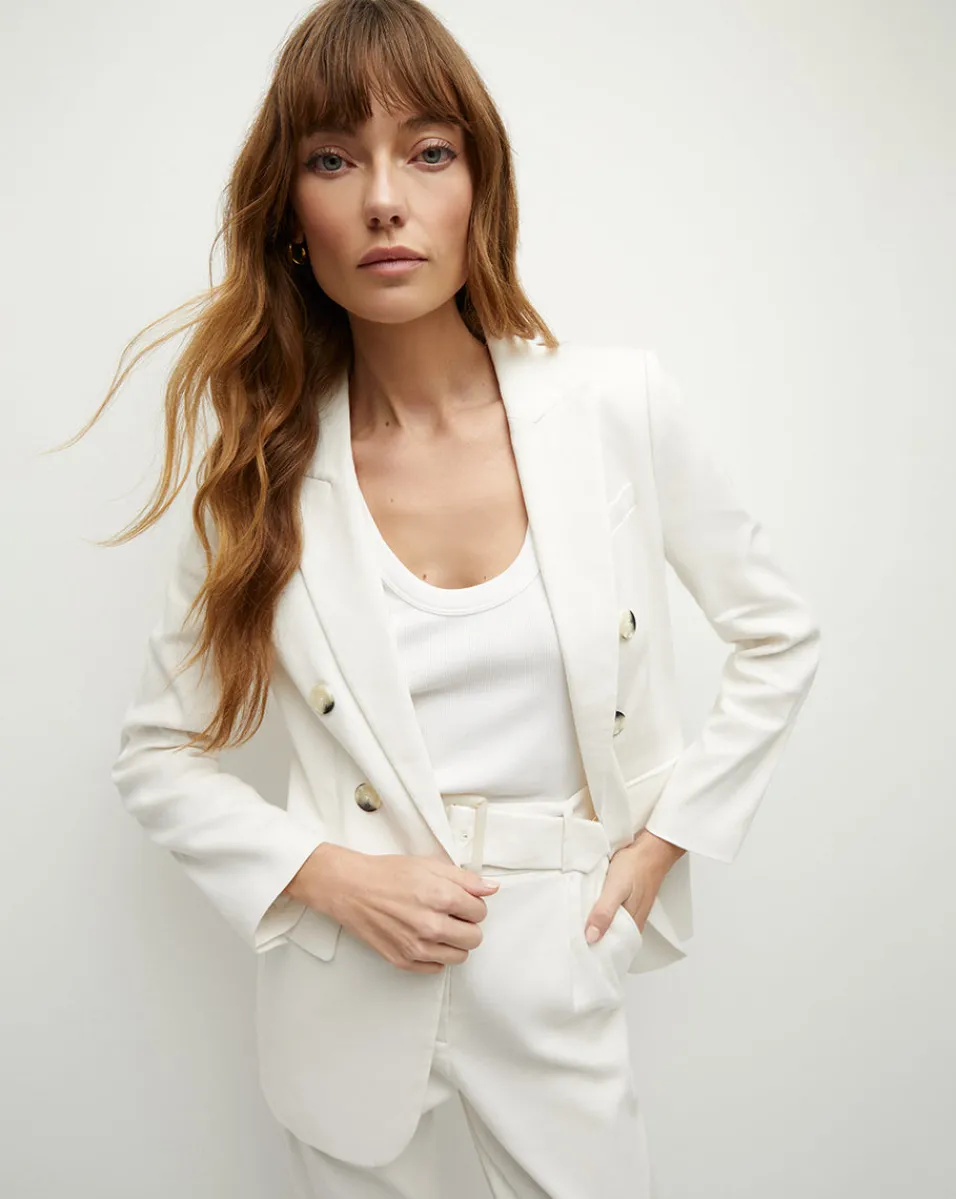 Best Veronica Beard Bexley Stretch-Linen Dickey Jacket in Off-White