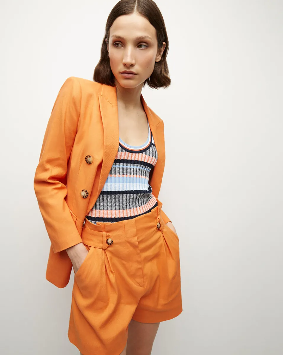 Clearance Veronica Beard Bexley Stretch-Linen Dickey Jacket in Orange