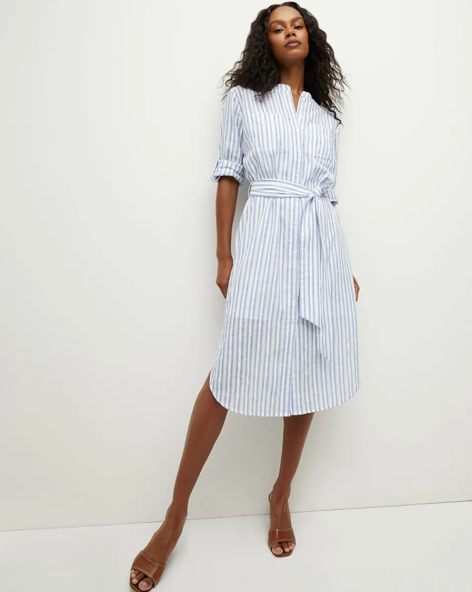 Cheap Veronica Beard Bianca Cotton Shirtdress in Blue/White