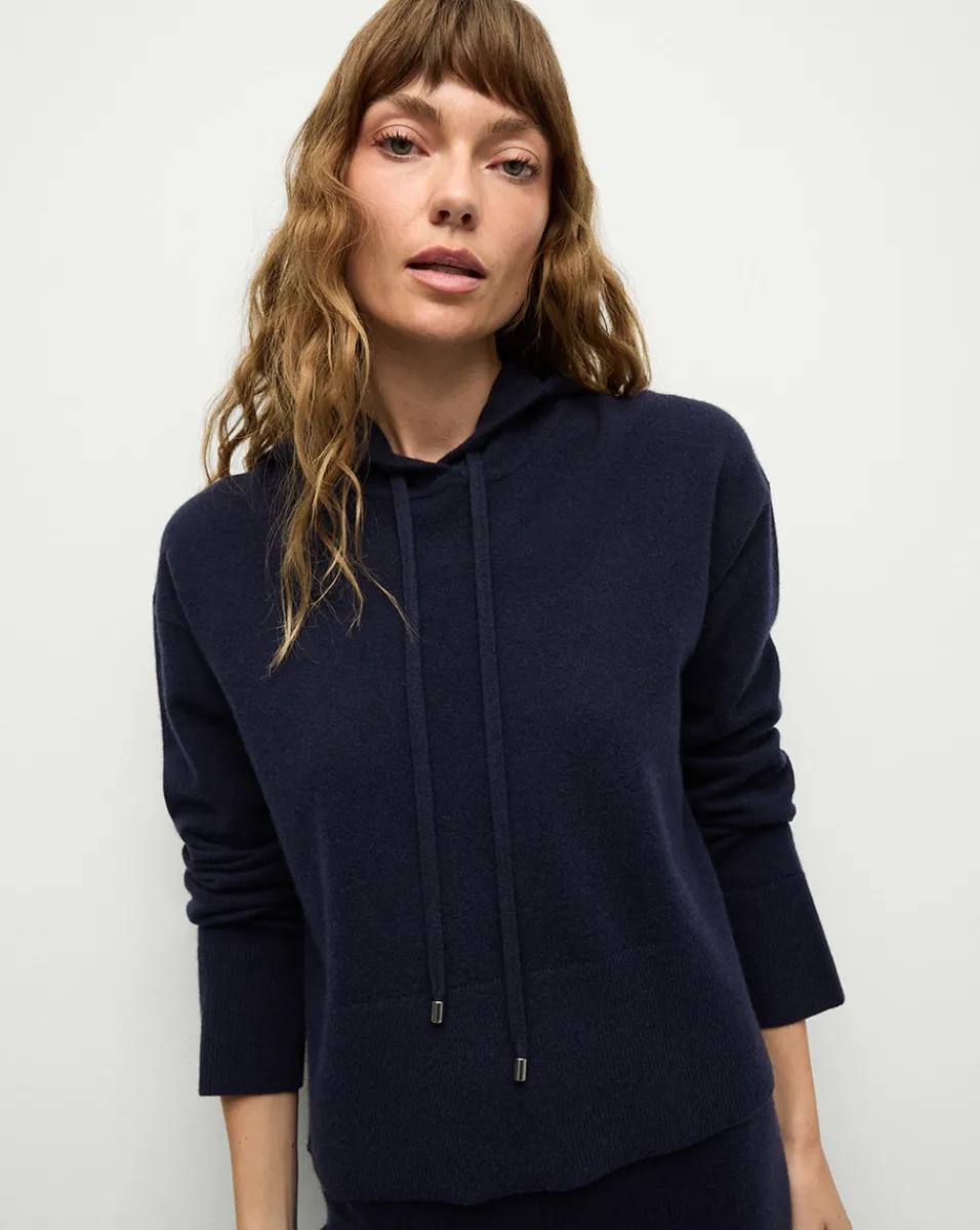 Best Sale Veronica Beard Billy Merino Cashmere Hoodie in Navy