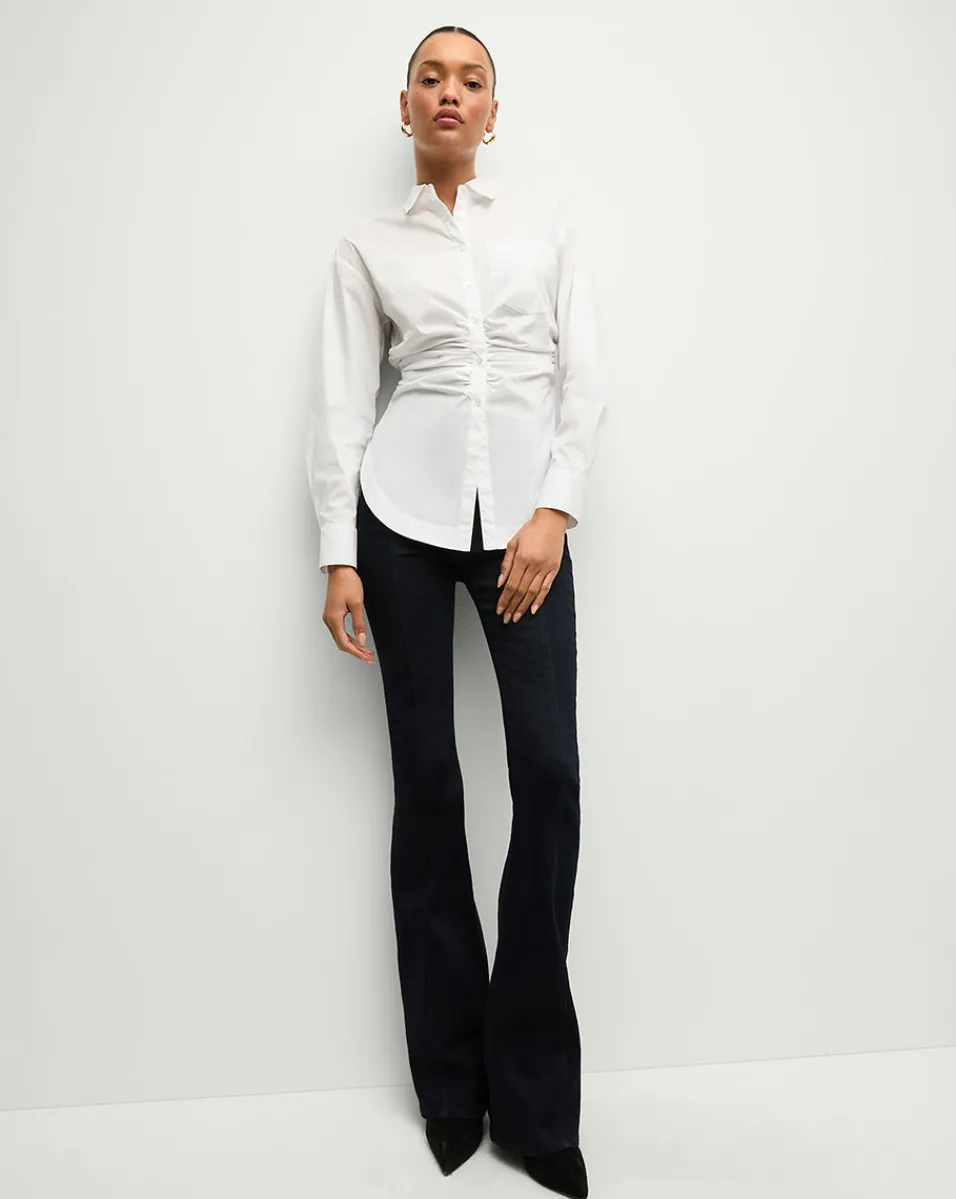 New Veronica Beard Bosco Ruched Shirt in | Cinched Shirt White