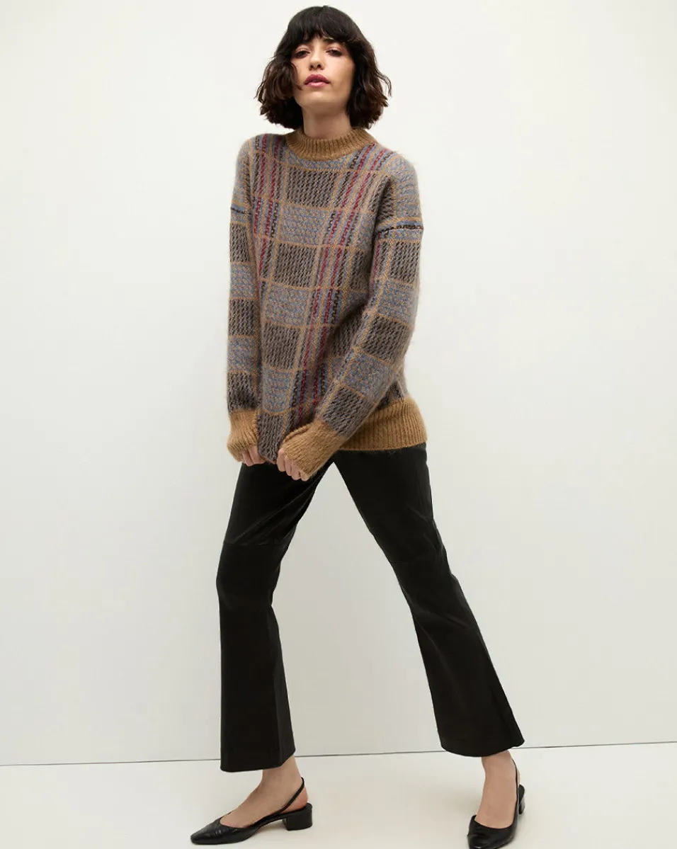 Fashion Veronica Beard Bristol Plaid Sweater in Russet RussetMulti