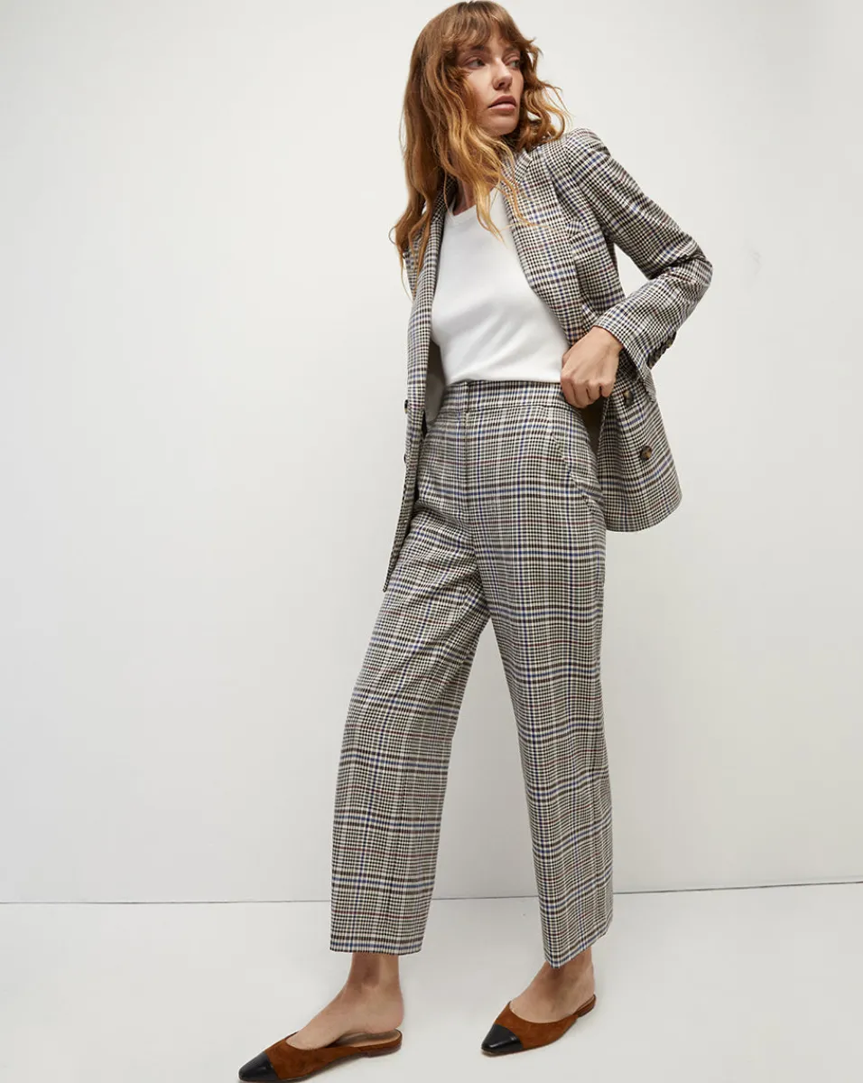 Fashion Veronica Beard Brixton Plaid Wide-Leg Cropped Pant Multi