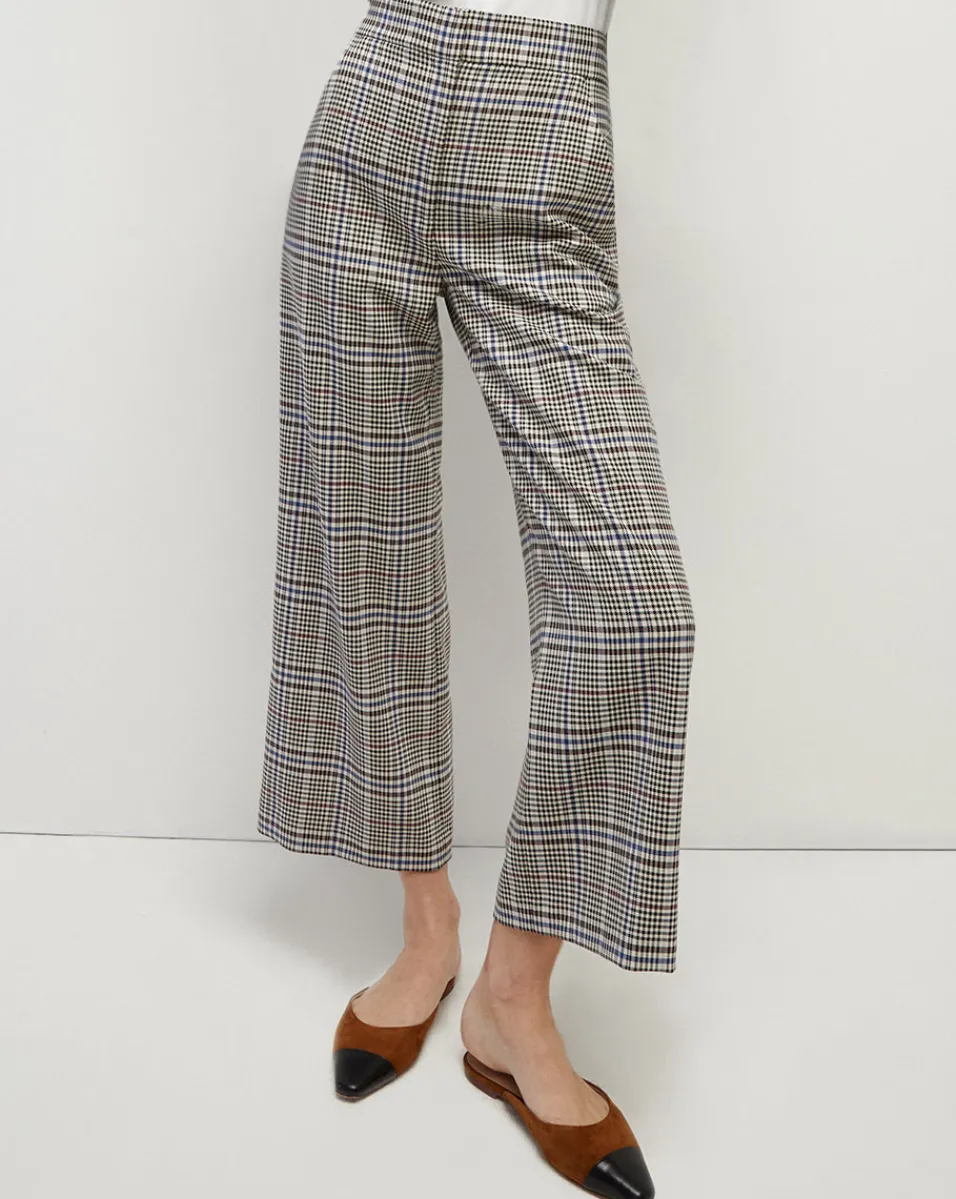 Fashion Veronica Beard Brixton Plaid Wide-Leg Cropped Pant Multi