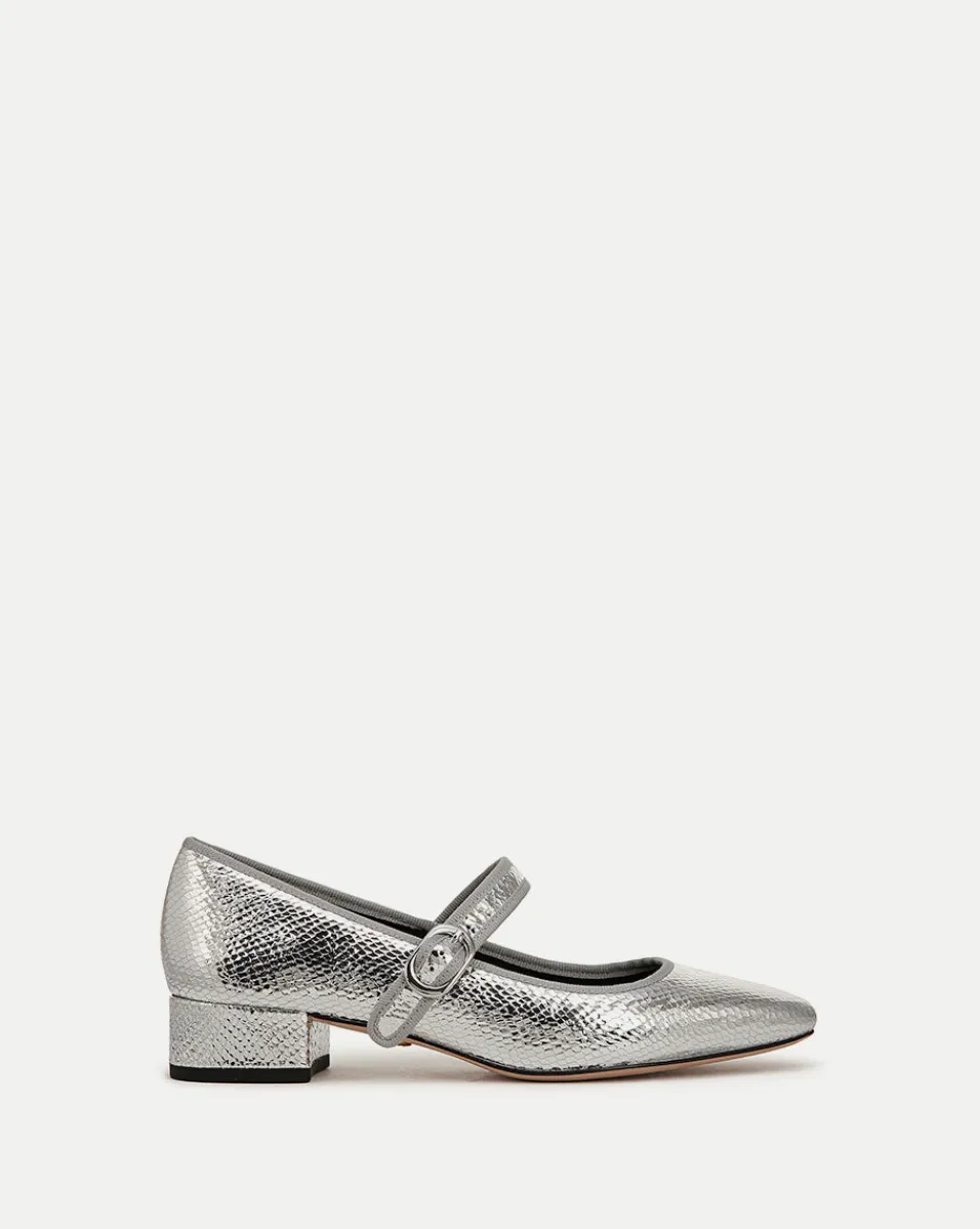 Discount Veronica Beard Cade Metallic Mary Jane Ballet Pump in Silver