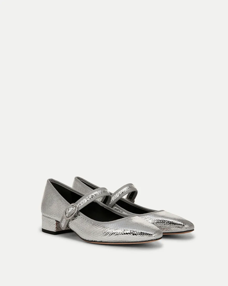 Discount Veronica Beard Cade Metallic Mary Jane Ballet Pump in Silver