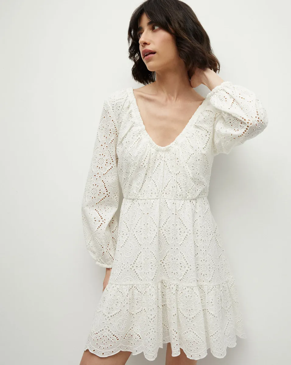 New Veronica Beard Calibra Eyelet Dress White