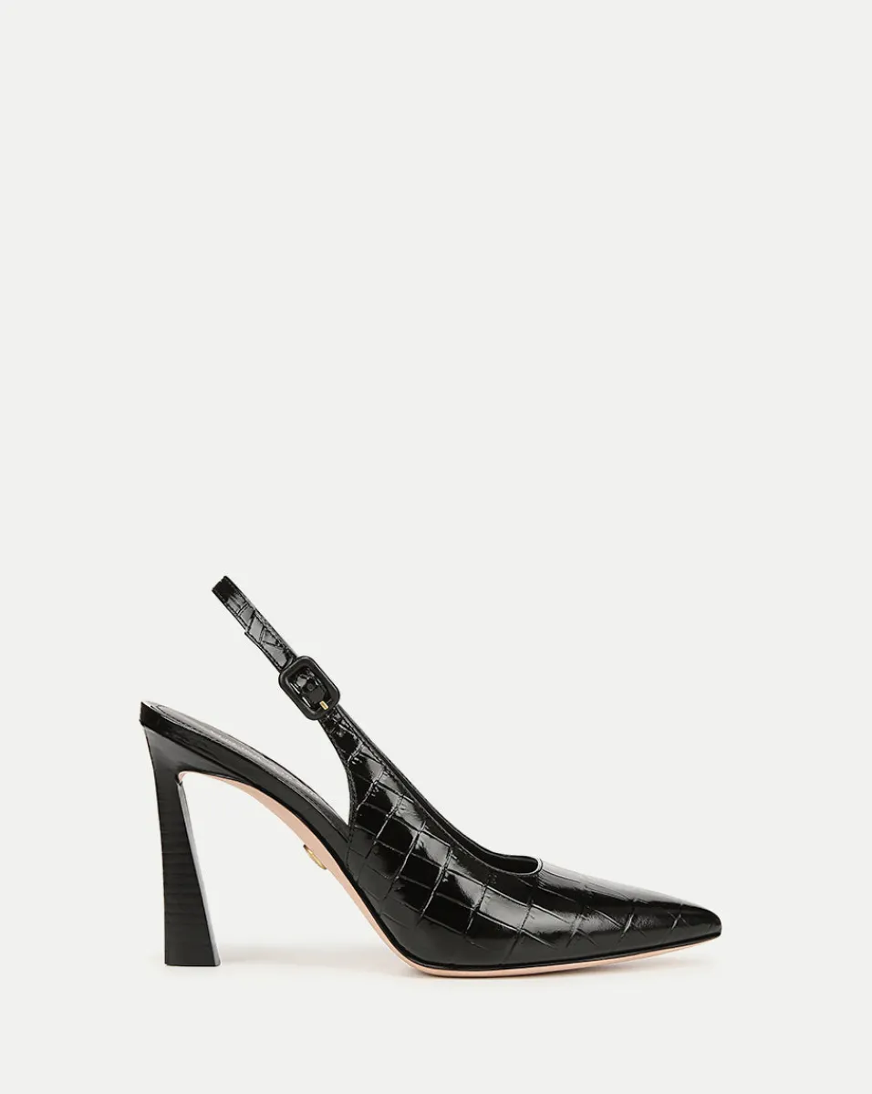 Flash Sale Veronica Beard Callie Croc-Embossed Slingback Pump in Black BlackCroc