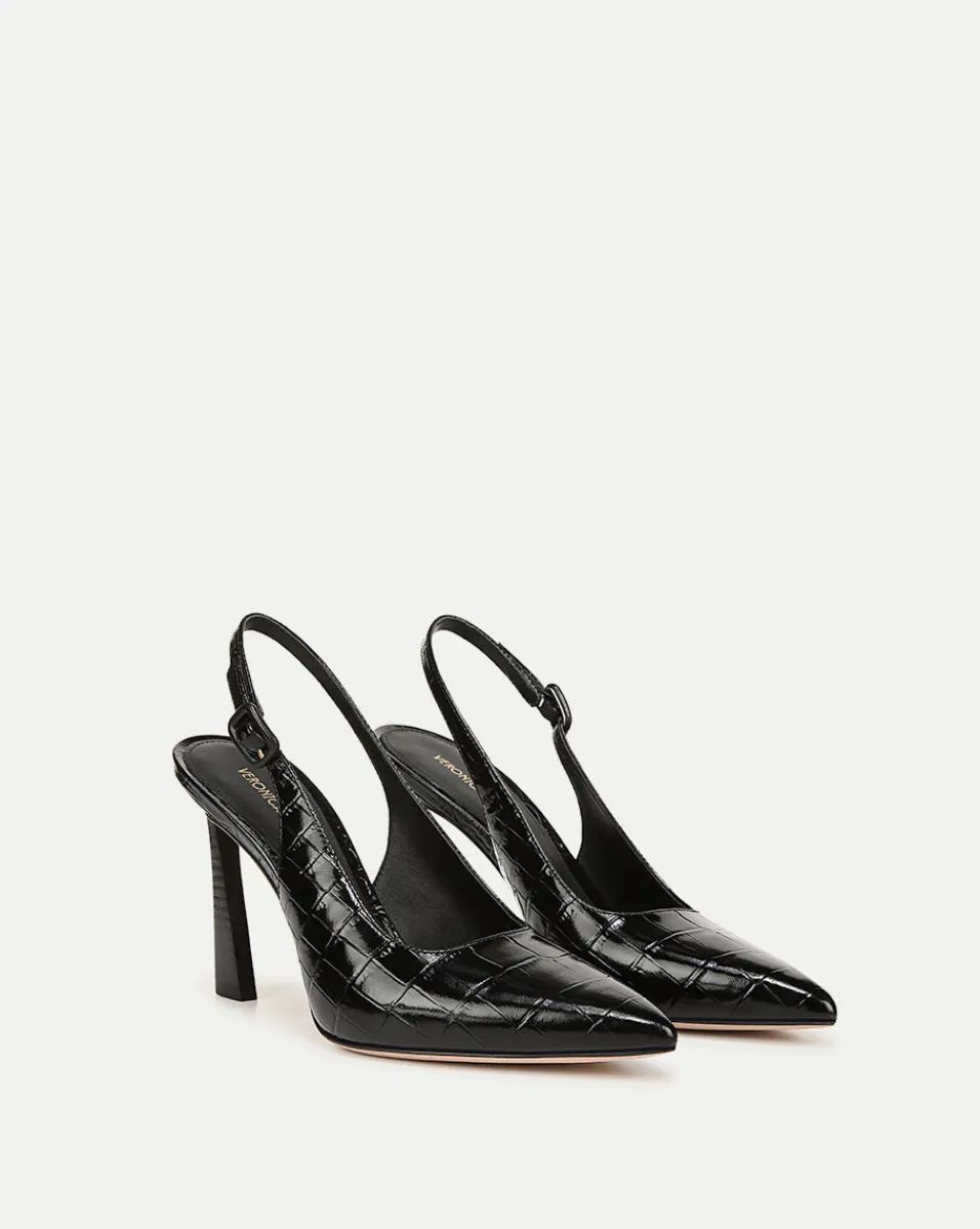 Flash Sale Veronica Beard Callie Croc-Embossed Slingback Pump in Black BlackCroc