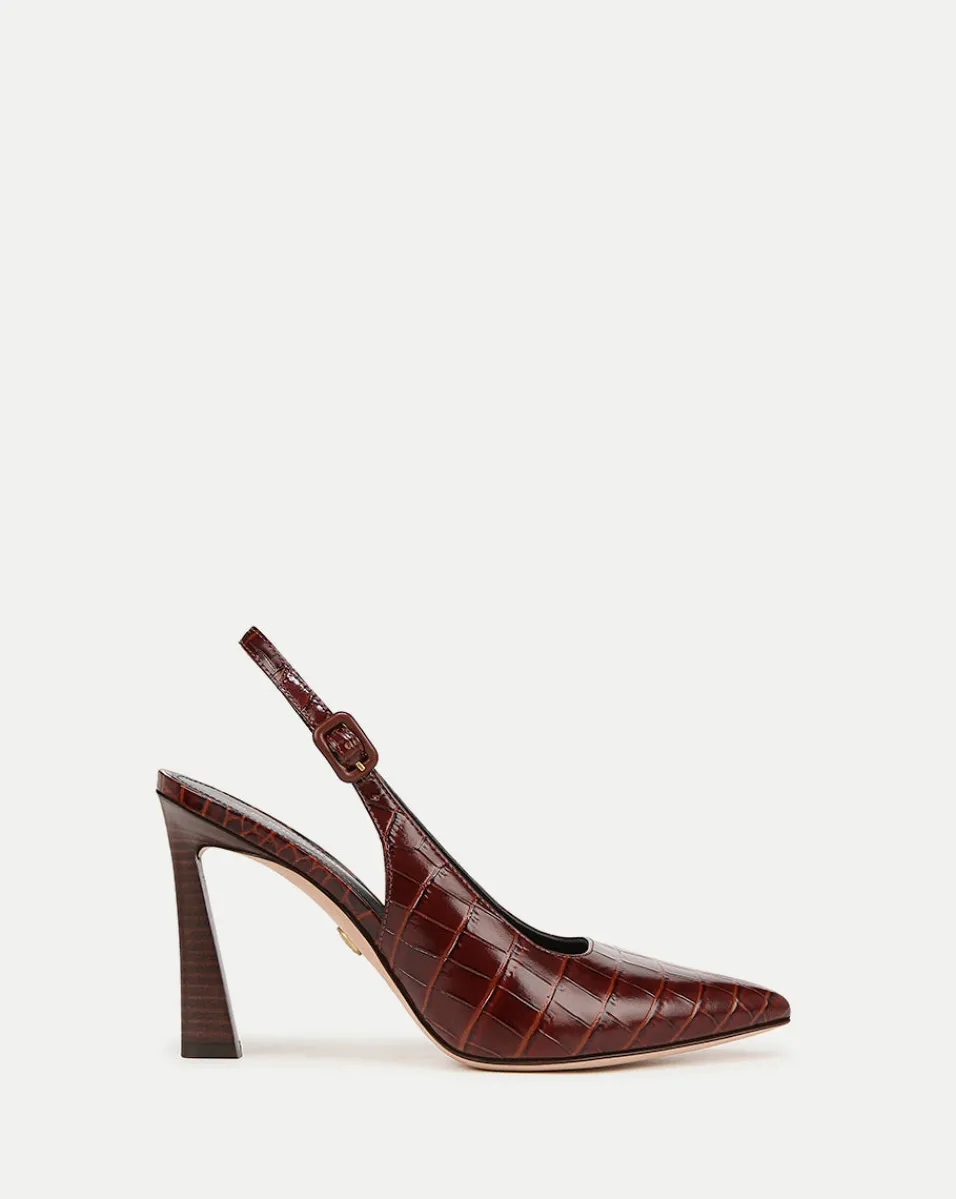 Sale Veronica Beard Callie Croc-Embossed Slingback Pump in Sepia