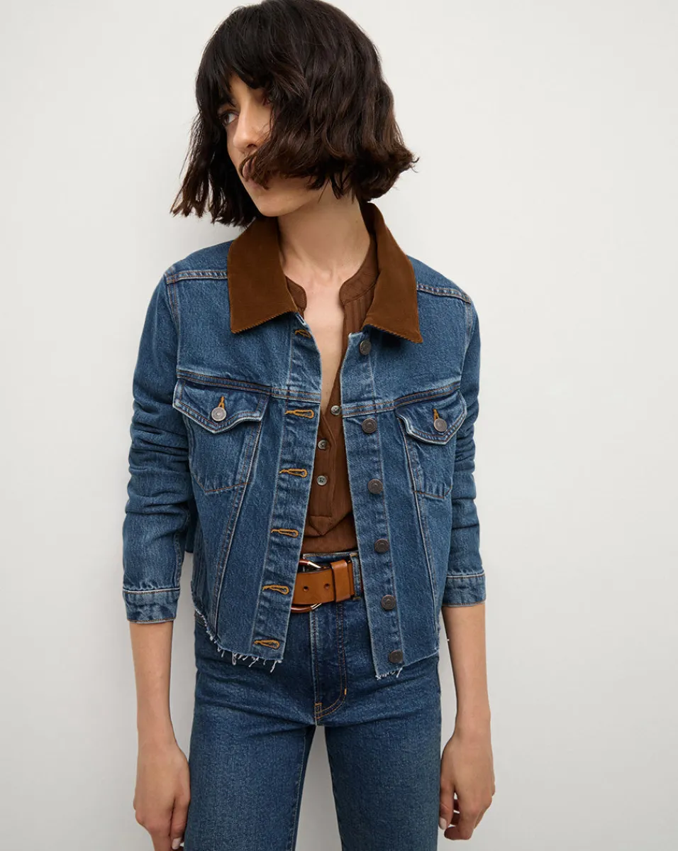 Store Veronica Beard Cara Jean Jacket with Corduroy Collar Thriller