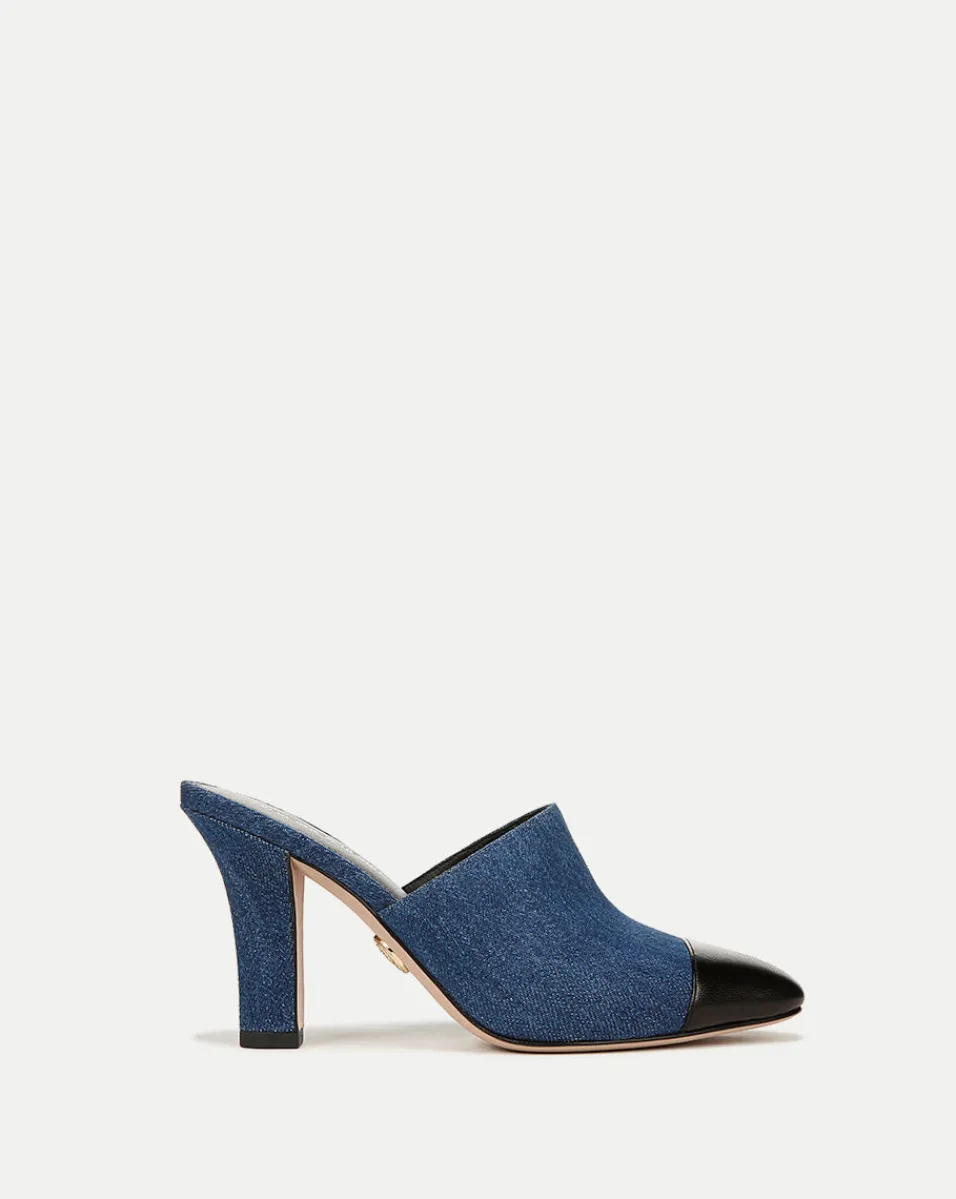 New Veronica Beard Carlotta Denim Mixed-Media Heel in Blue