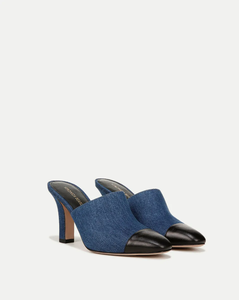 New Veronica Beard Carlotta Denim Mixed-Media Heel in Blue