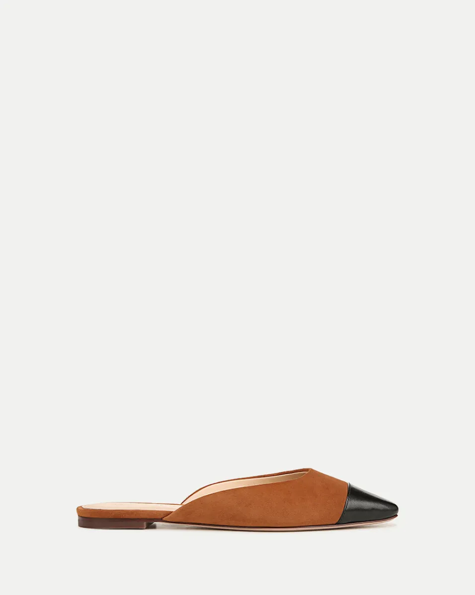 Cheap Veronica Beard Carlotta Suede Flat in Black/Caramel