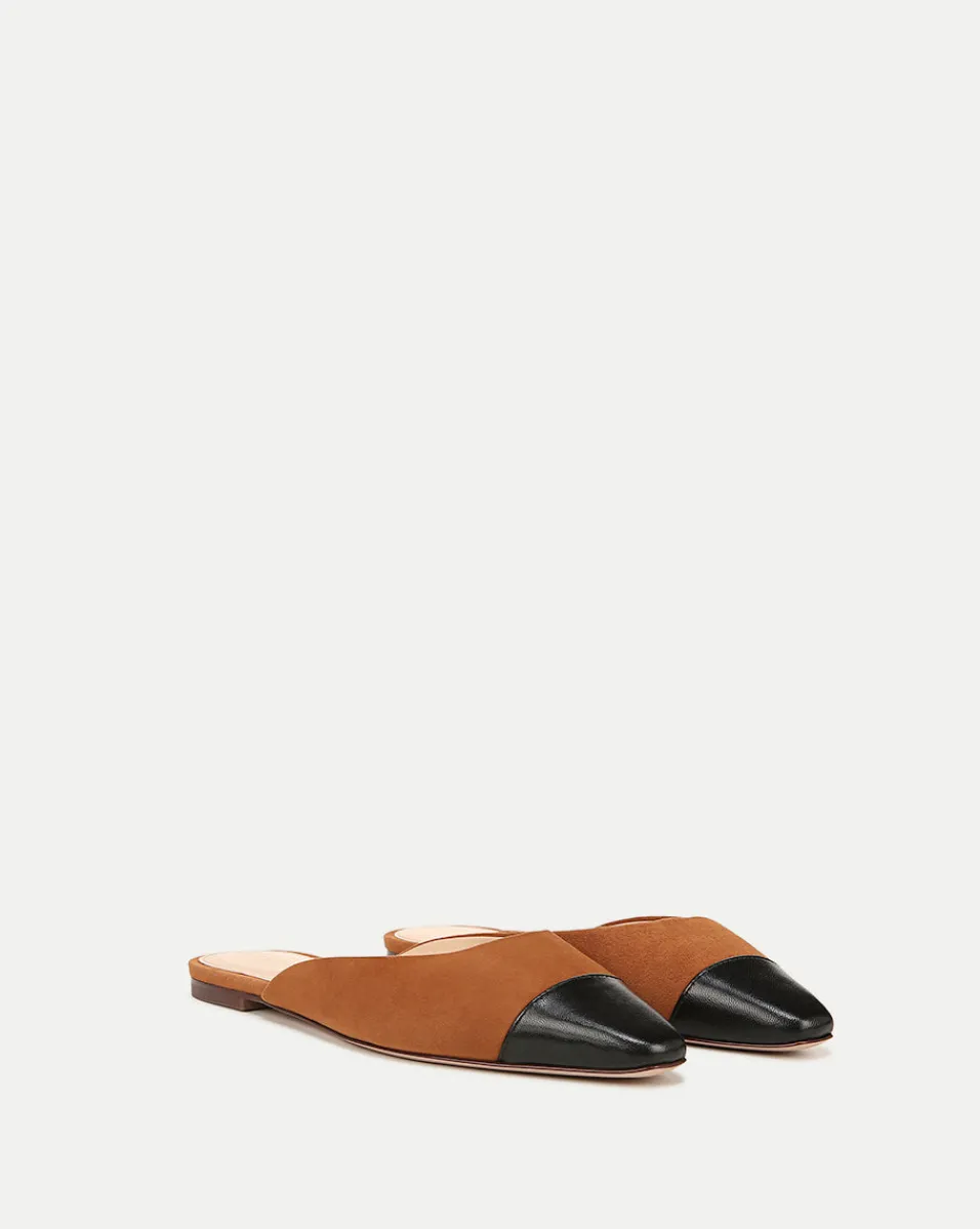 Cheap Veronica Beard Carlotta Suede Flat in Black/Caramel