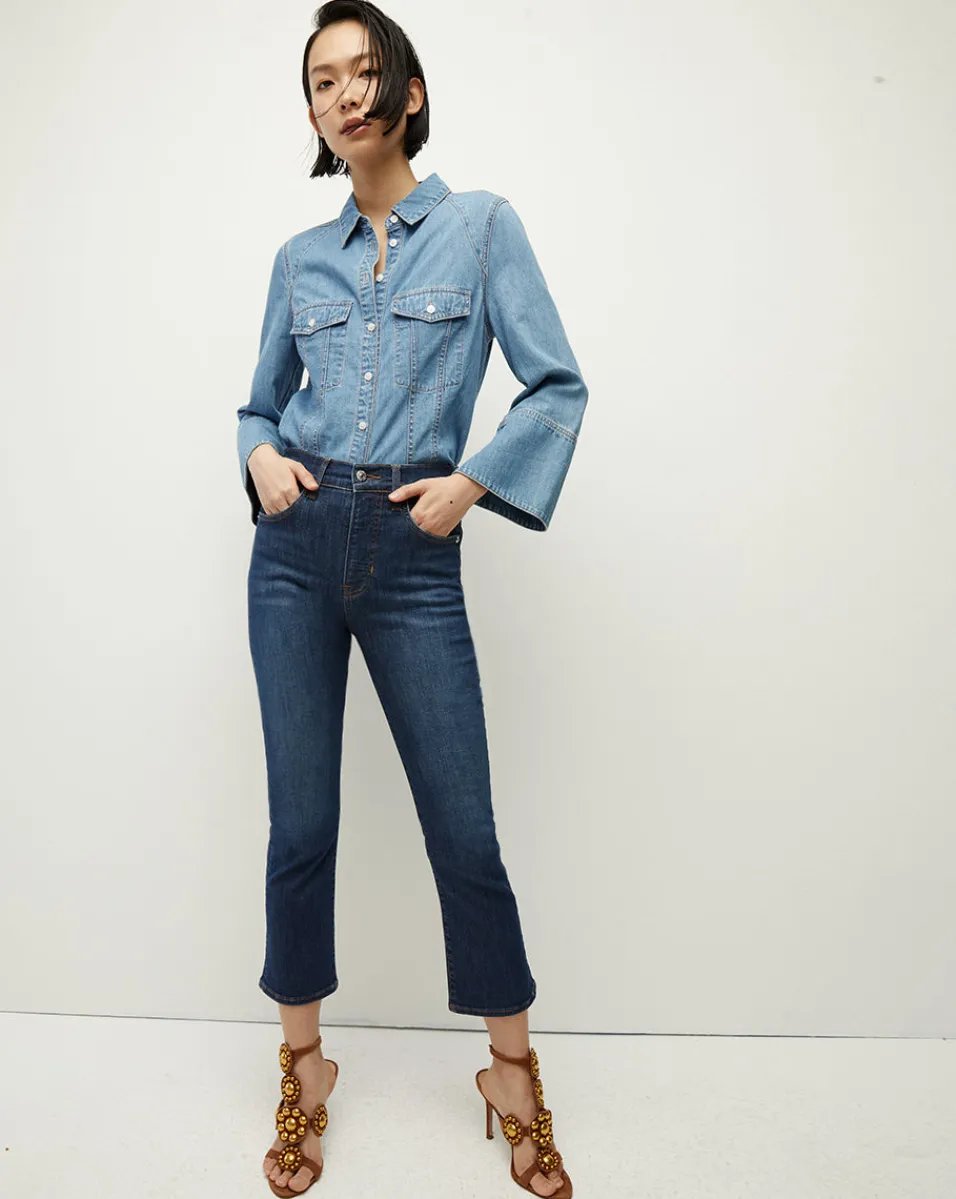 New Veronica Beard Carly Kick-Flare Jean BrightBlue