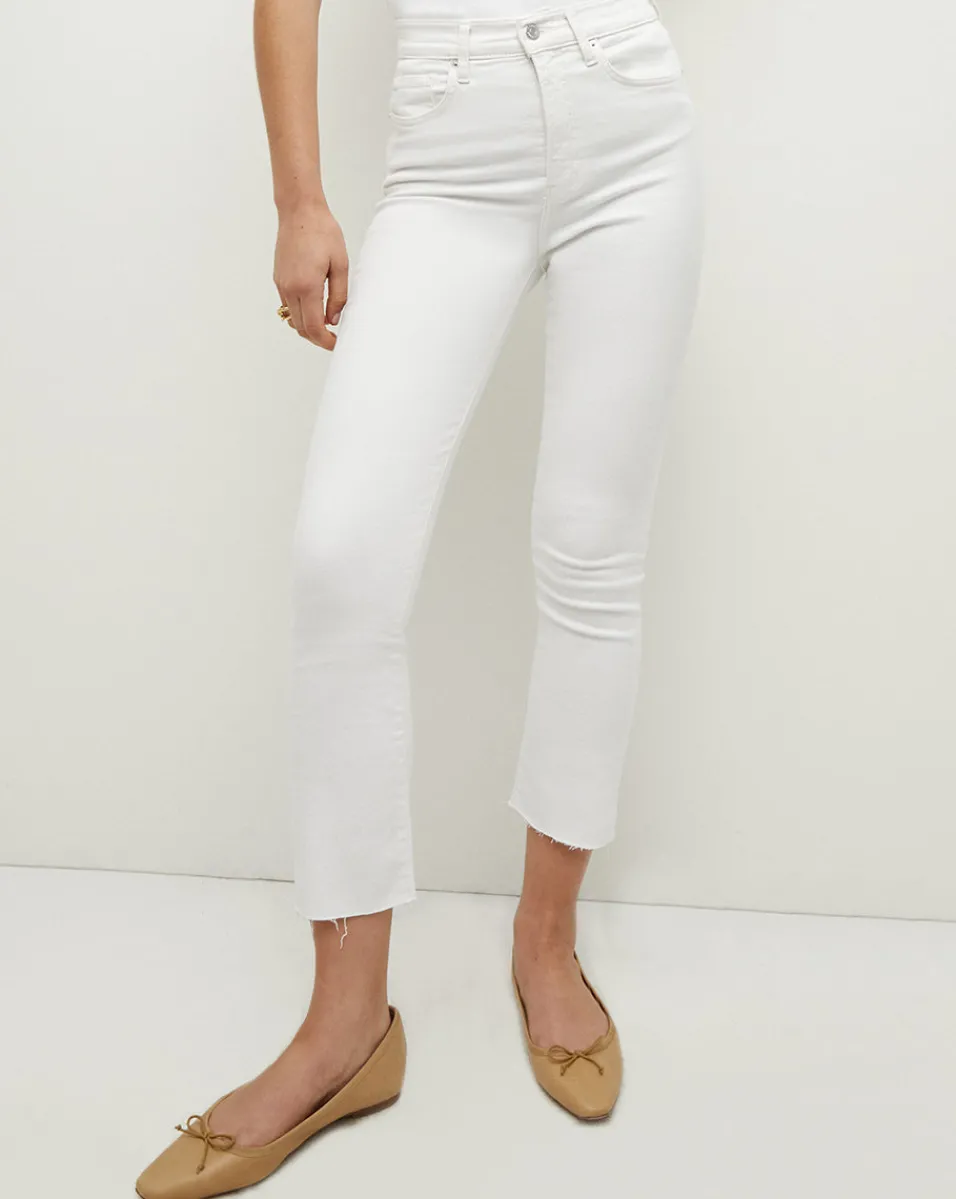 Discount Veronica Beard Carly Raw Hem Kick Flare Jean in White