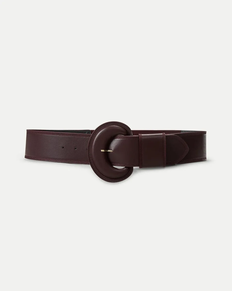 New Veronica Beard Carolina Leather Belt in Wine