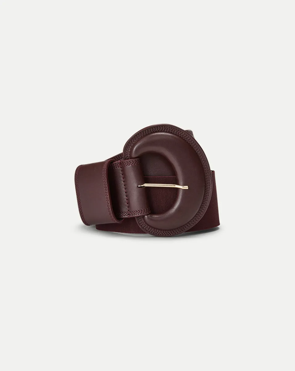 New Veronica Beard Carolina Leather Belt in Wine