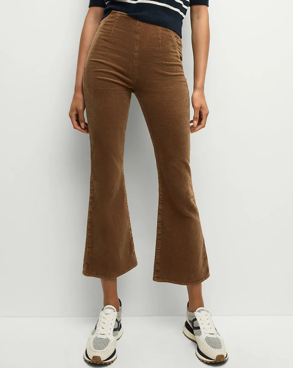 Cheap Veronica Beard Carson Corduroy Kick-Flare Jeans in Brown DeepOchre