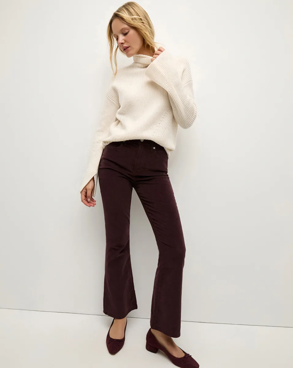 Discount Veronica Beard Carson Corduroy Kick-Flare Pant in Plum