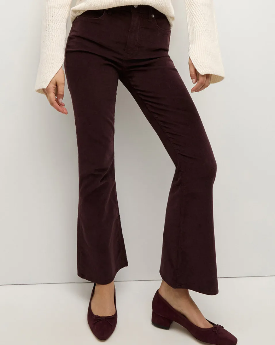 Discount Veronica Beard Carson Corduroy Kick-Flare Pant in Plum