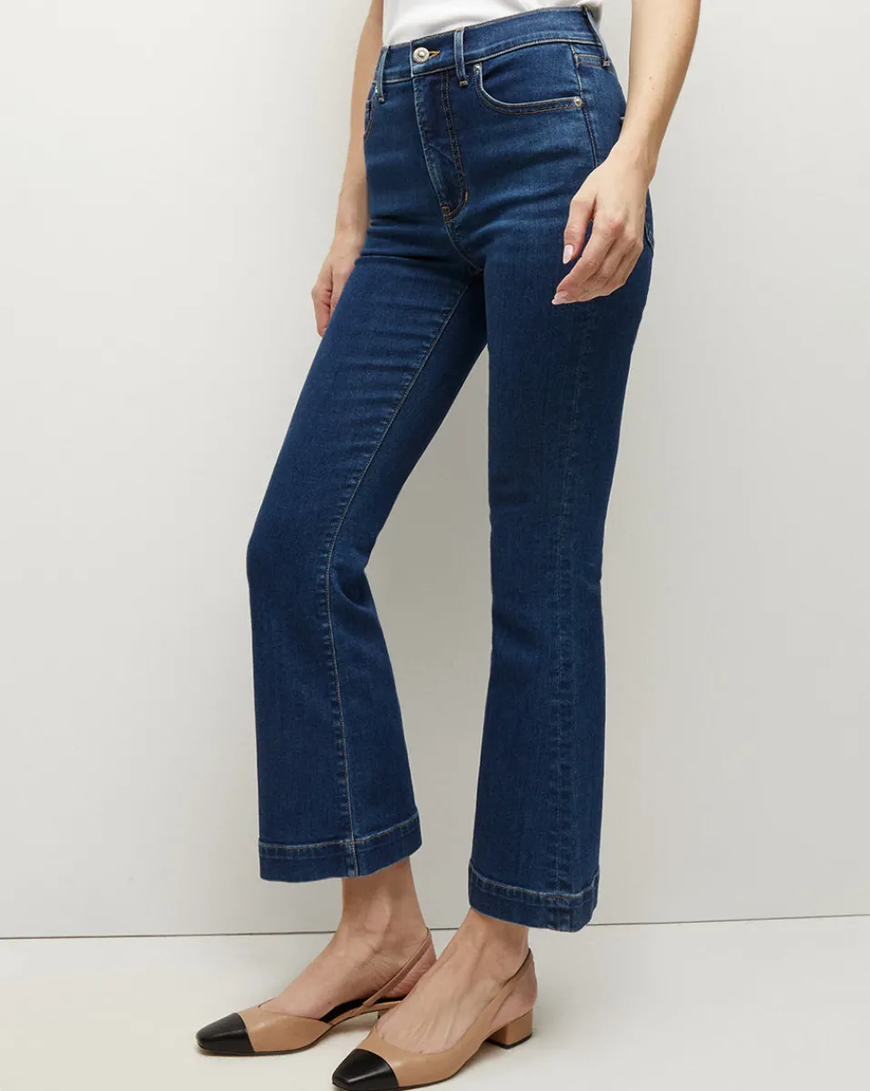 Store Veronica Beard Carson Kick-Flare High-Rise Jean BrightBlue