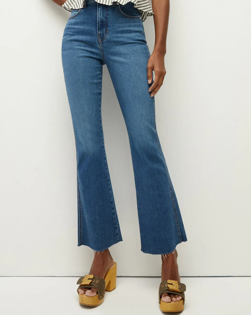 Discount Veronica Beard Carson Raw Hem Kick-Flare Jean in Serendipity