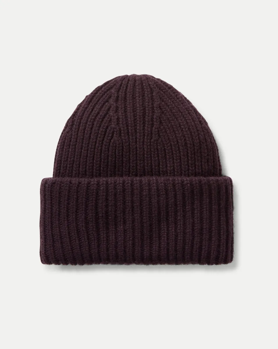 Sale Veronica Beard Cashmere Foldover Beanie in Dark Chocolate DarkChocolate