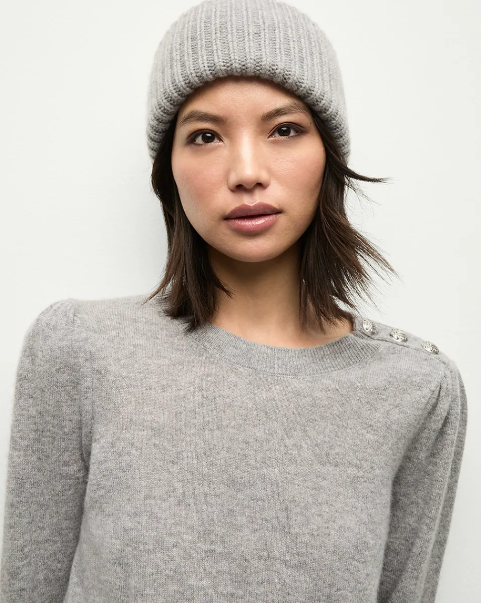 Outlet Veronica Beard Cashmere Foldover Beanie in Heather Grey HeatherGrey